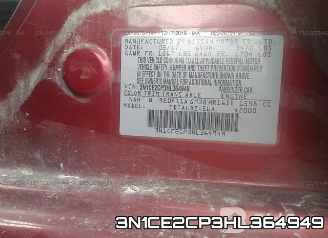 3N1CE2CP3HL364949 фото 10