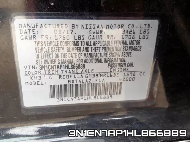 3N1CN7AP1HL866889 фото 2
