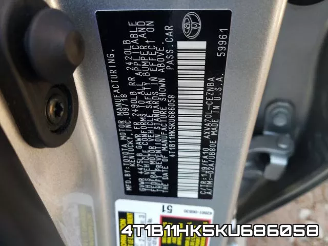 4T1B11HK5KU686058 фото 2