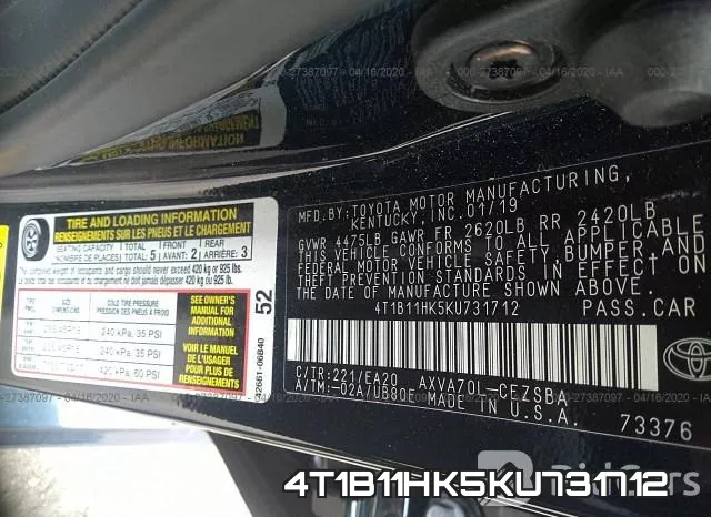 4T1B11HK5KU731712 фото 10