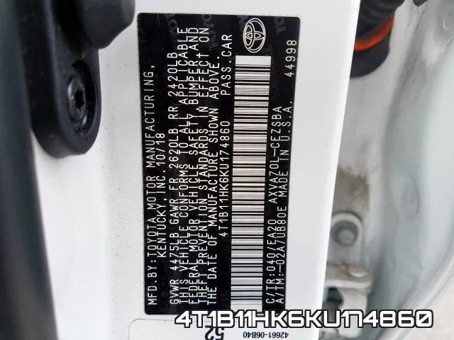 4T1B11HK6KU174860 фото 2