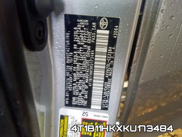 4T1B11HKXKU173484 фото 2