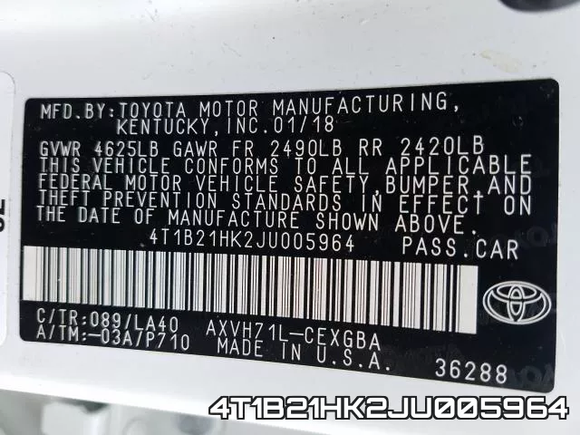 4T1B21HK2JU005964 фото 2