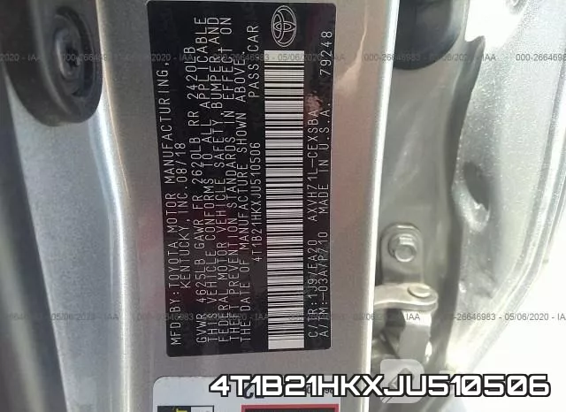 4T1B21HKXJU510506 фото 10