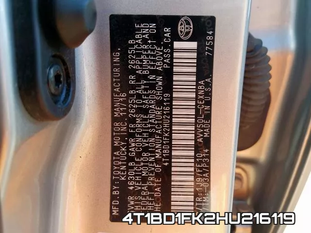 4T1BD1FK2HU216119 фото 2
