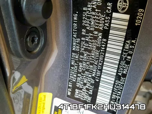 4T1BF1FK2HU314478 фото 2