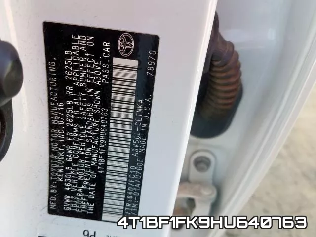 4T1BF1FK9HU640763 фото 2