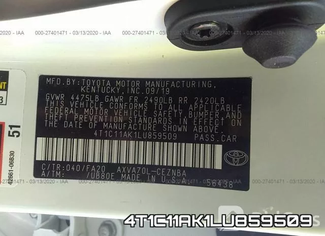 4T1C11AK1LU859509 фото 10