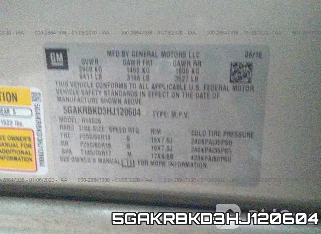 5GAKRBKD3HJ120604 фото 10