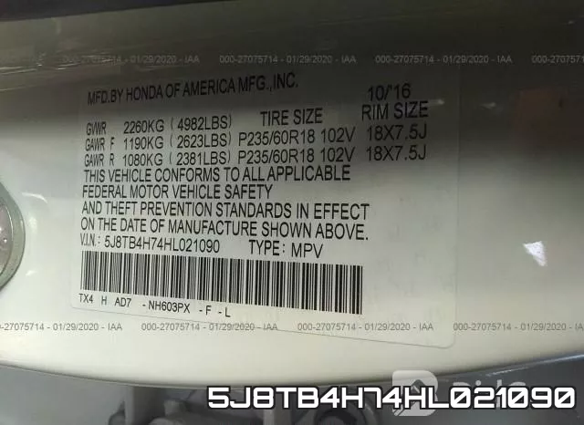 5J8TB4H74HL021090 фото 10