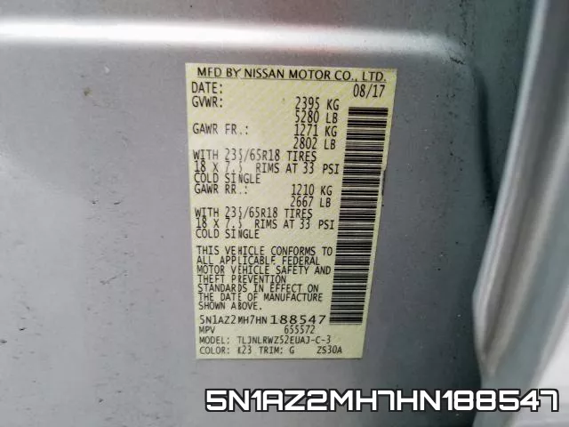 5N1AZ2MH7HN188547 фото 2