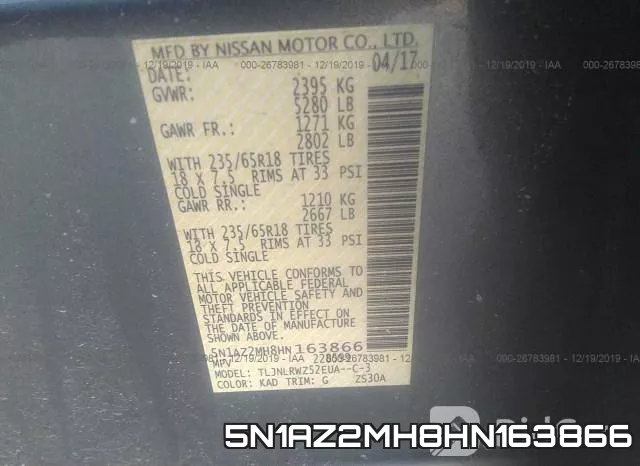 5N1AZ2MH8HN163866 фото 10