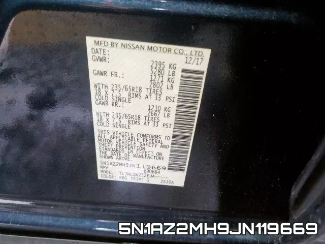 5N1AZ2MH9JN119669 фото 2