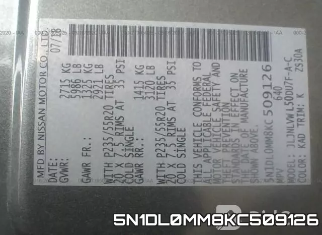5N1DL0MM8KC509126 фото 10