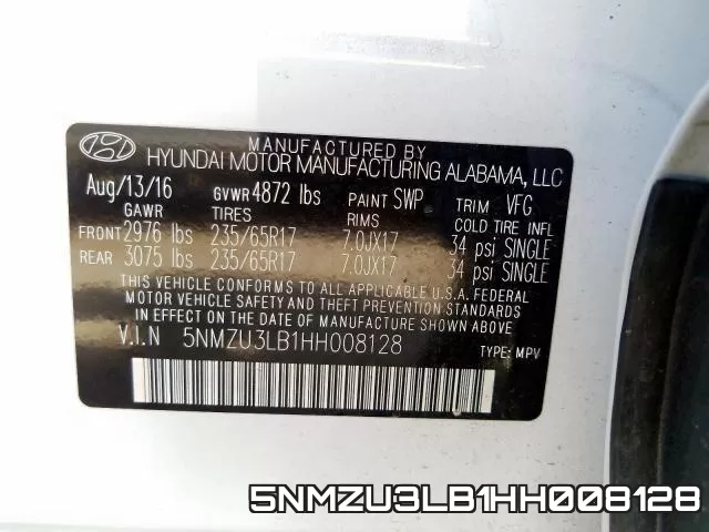 5NMZU3LB1HH008128 фото 2