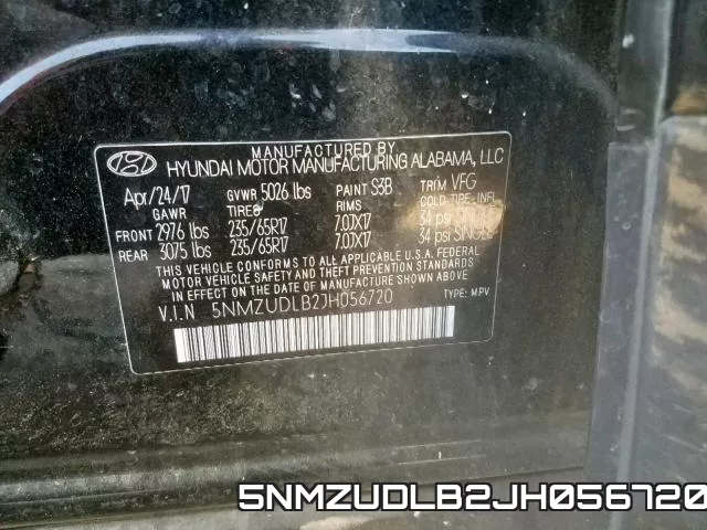 5NMZUDLB2JH056720 фото 2