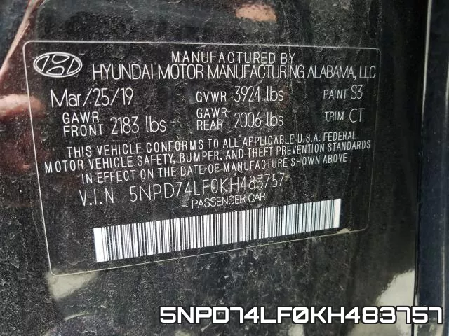 5NPD74LF0KH483757 фото 2