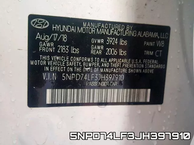 5NPD74LF3JH397910 фото 2