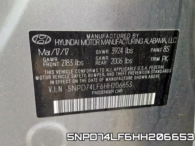 5NPD74LF6HH206653 фото 2
