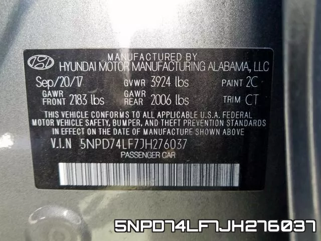 5NPD74LF7JH276037 фото 2