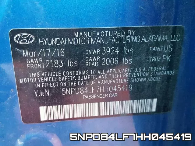 5NPD84LF7HH045419 фото 2
