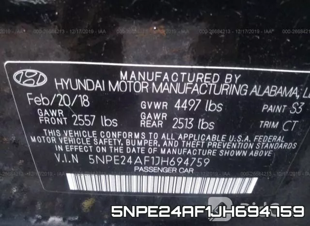 5NPE24AF1JH694759 фото 10