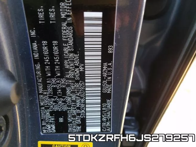 5TDKZRFH6JS279257 фото 2