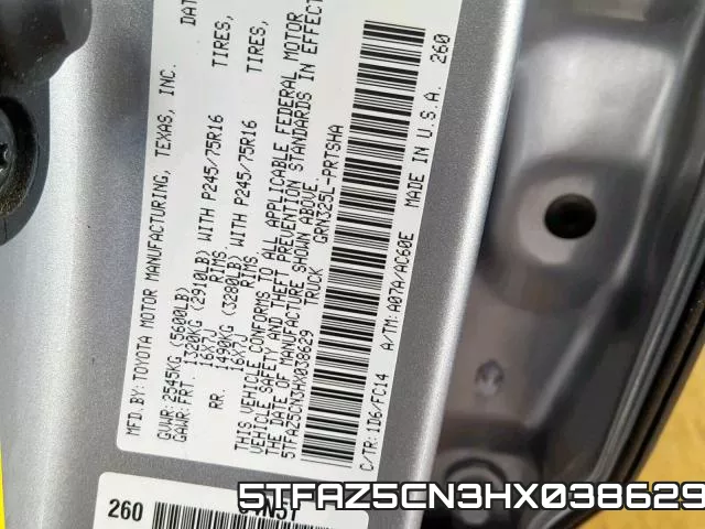 5TFAZ5CN3HX038629 фото 2
