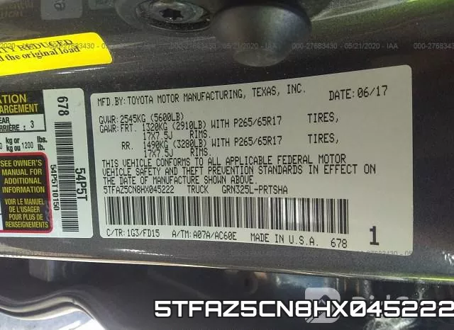 5TFAZ5CN8HX045222 фото 10