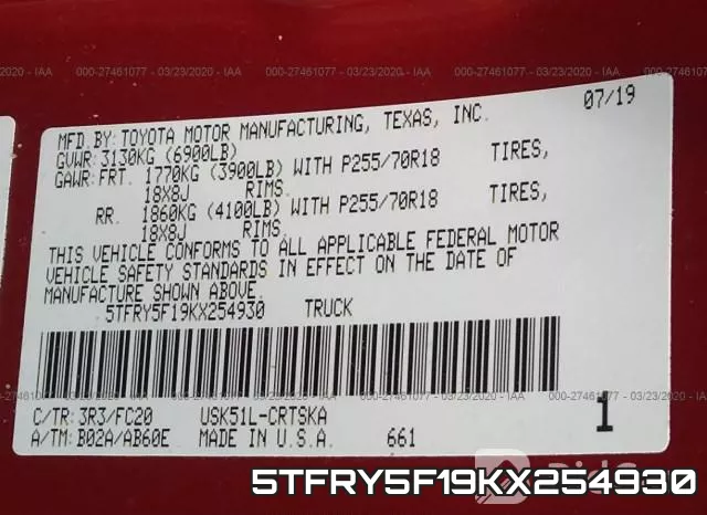 5TFRY5F19KX254930 фото 10