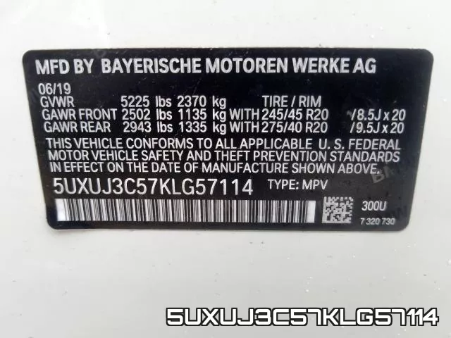 5UXUJ3C57KLG57114 фото 2