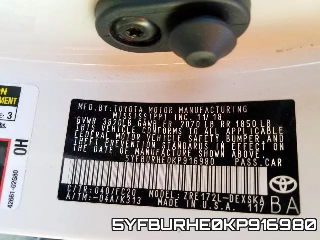 5YFBURHE0KP916980 фото 2