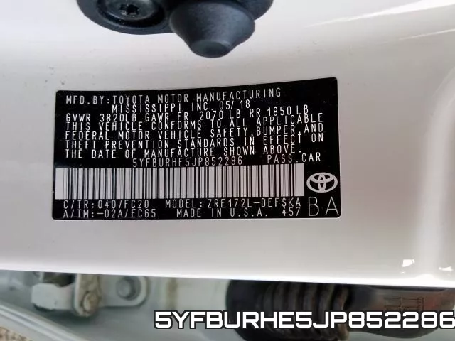 5YFBURHE5JP852286 фото 2