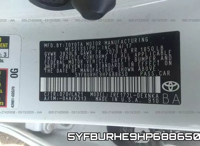5YFBURHE9HP688650 фото 10
