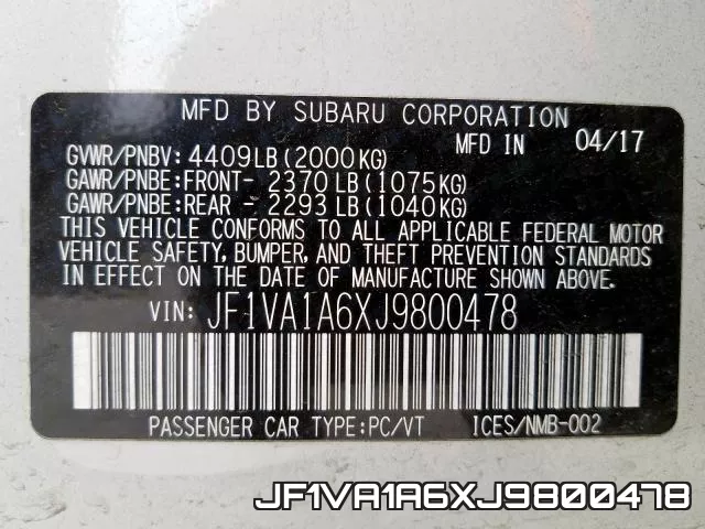 JF1VA1A6XJ9800478 фото 2
