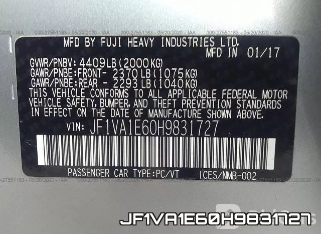 JF1VA1E60H9831727 фото 10