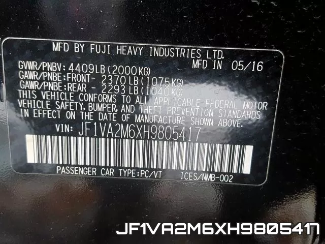JF1VA2M6XH9805417 фото 2