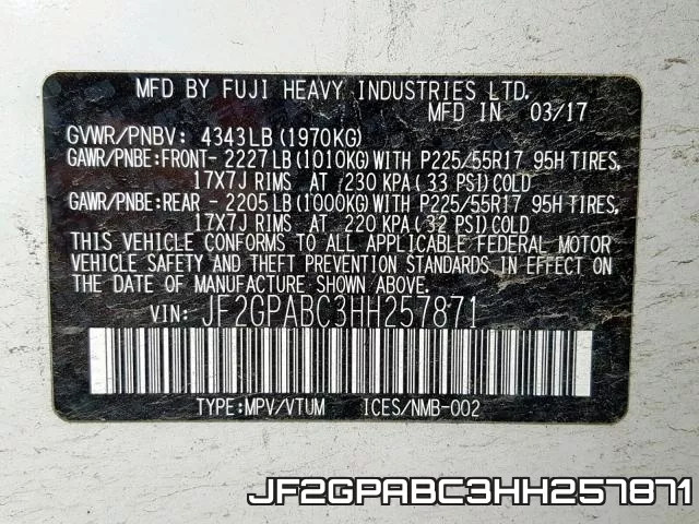 JF2GPABC3HH257871 фото 2