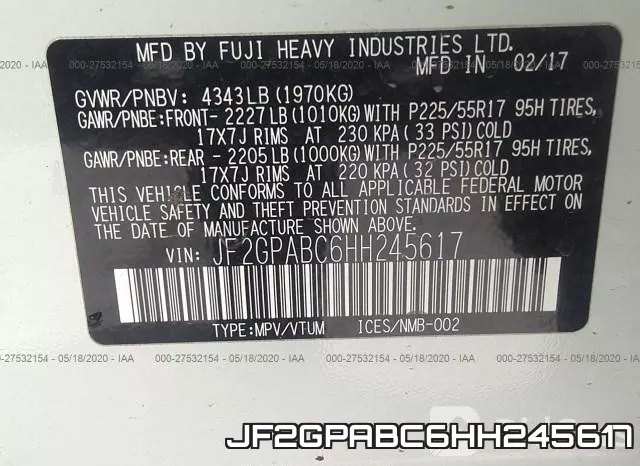 JF2GPABC6HH245617 фото 10