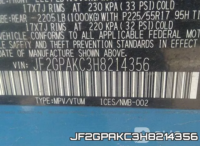 JF2GPAKC3H8214356 фото 10