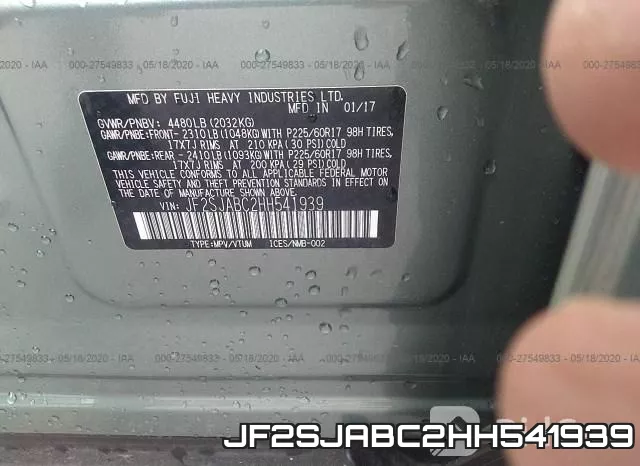 JF2SJABC2HH541939 фото 10