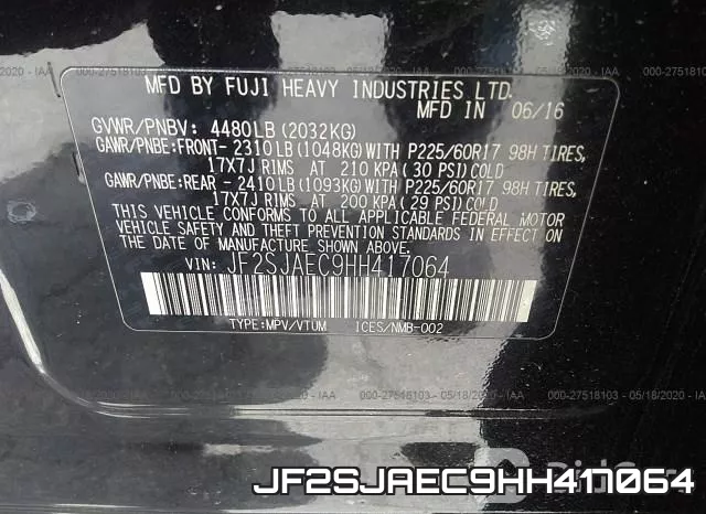 JF2SJAEC9HH417064 фото 10