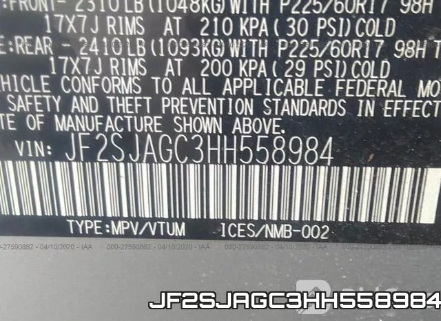 JF2SJAGC3HH558984 фото 10