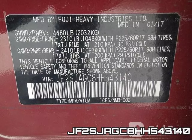 JF2SJAGC8HH543140 фото 10