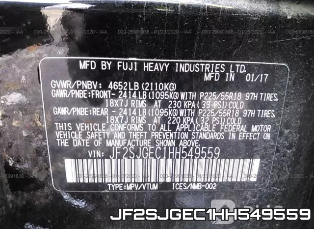 JF2SJGEC1HH549559 фото 10