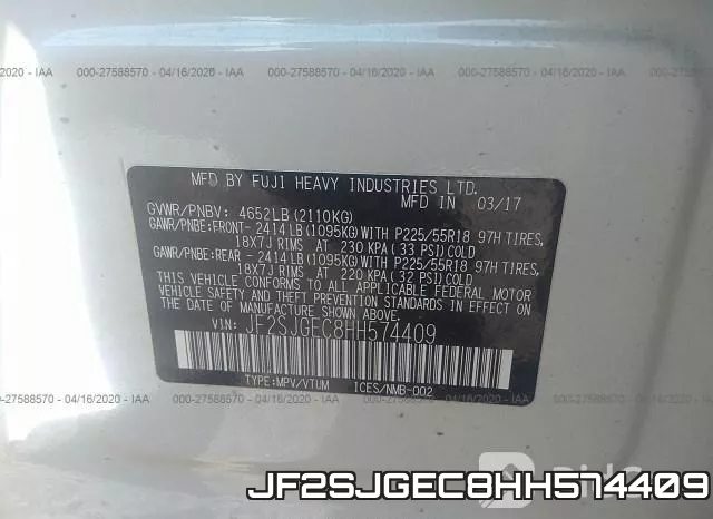 JF2SJGEC8HH574409 фото 10