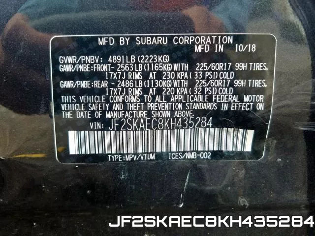 JF2SKAEC8KH435284 фото 2