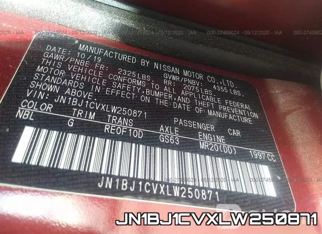 JN1BJ1CVXLW250871 фото 10