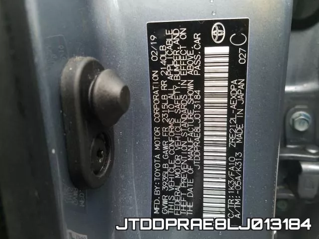 JTDDPRAE8LJ013184 фото 2