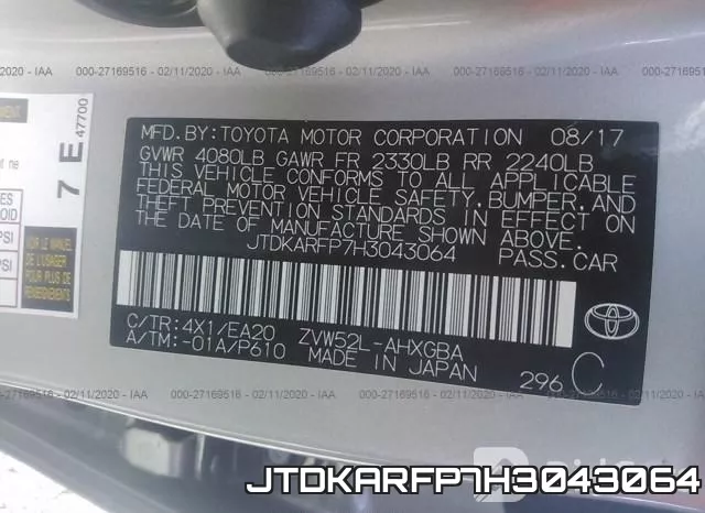 JTDKARFP7H3043064 фото 10
